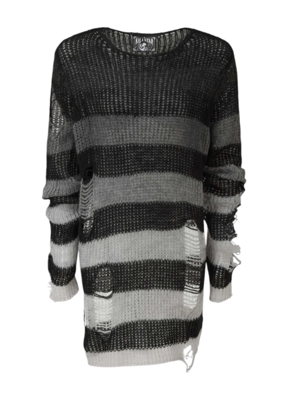 Killstar Grady Knit Distressed Oversized Striped Gothic Punk Sweater